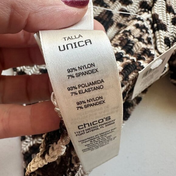 Chicos Womens Fauna Mesh Leopard Print Oblong Scarf Bohemian Art to Wear Classic - Picture 6 of 6